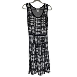 Carmen Carmen Marc Valvo Knit Fit and Flare Dress Size XS Black White Sleeveless